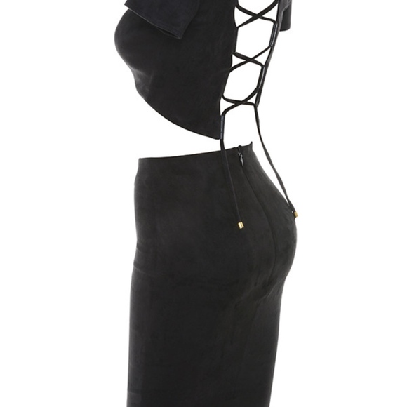 FRANCO' Black Suedette Lace Up Two Piece. - Picture 6 of 8